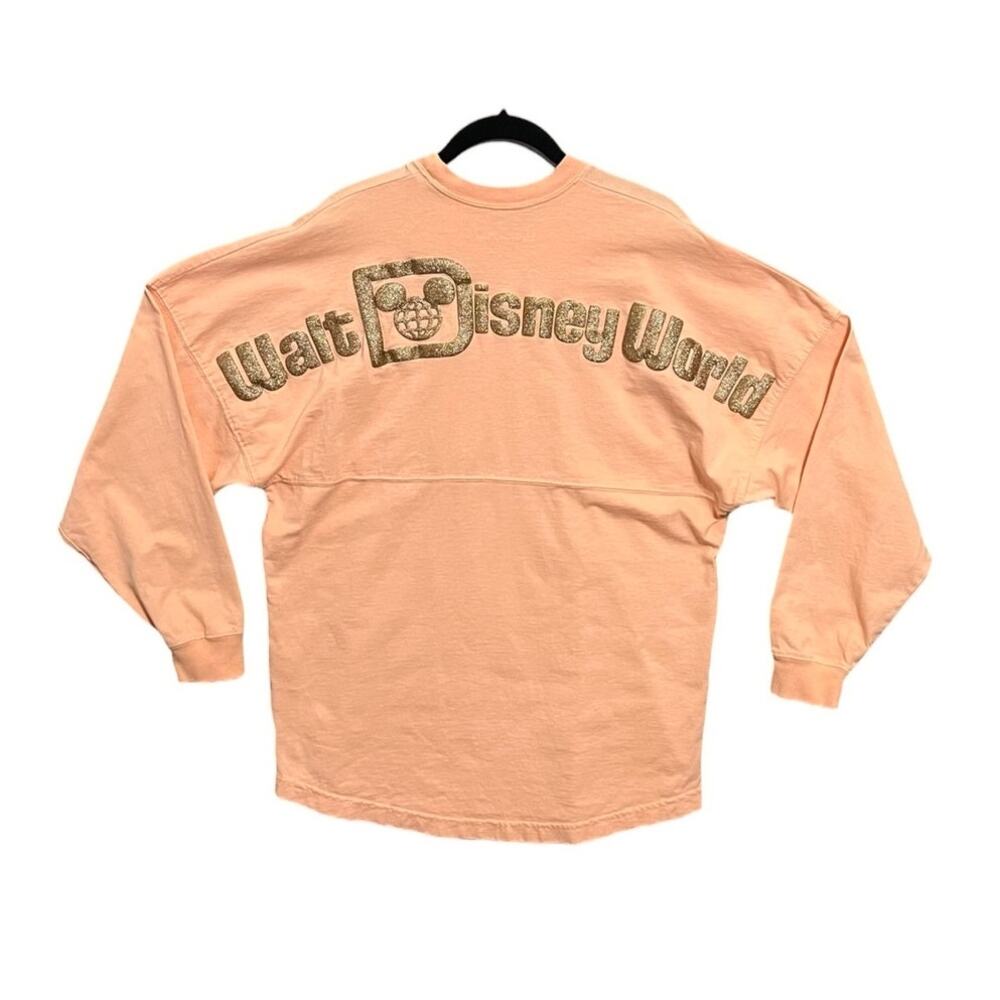 Walt Disney World Peach Rose Gold Glitter Sparkle Spirit Oversize Jersey Sz S